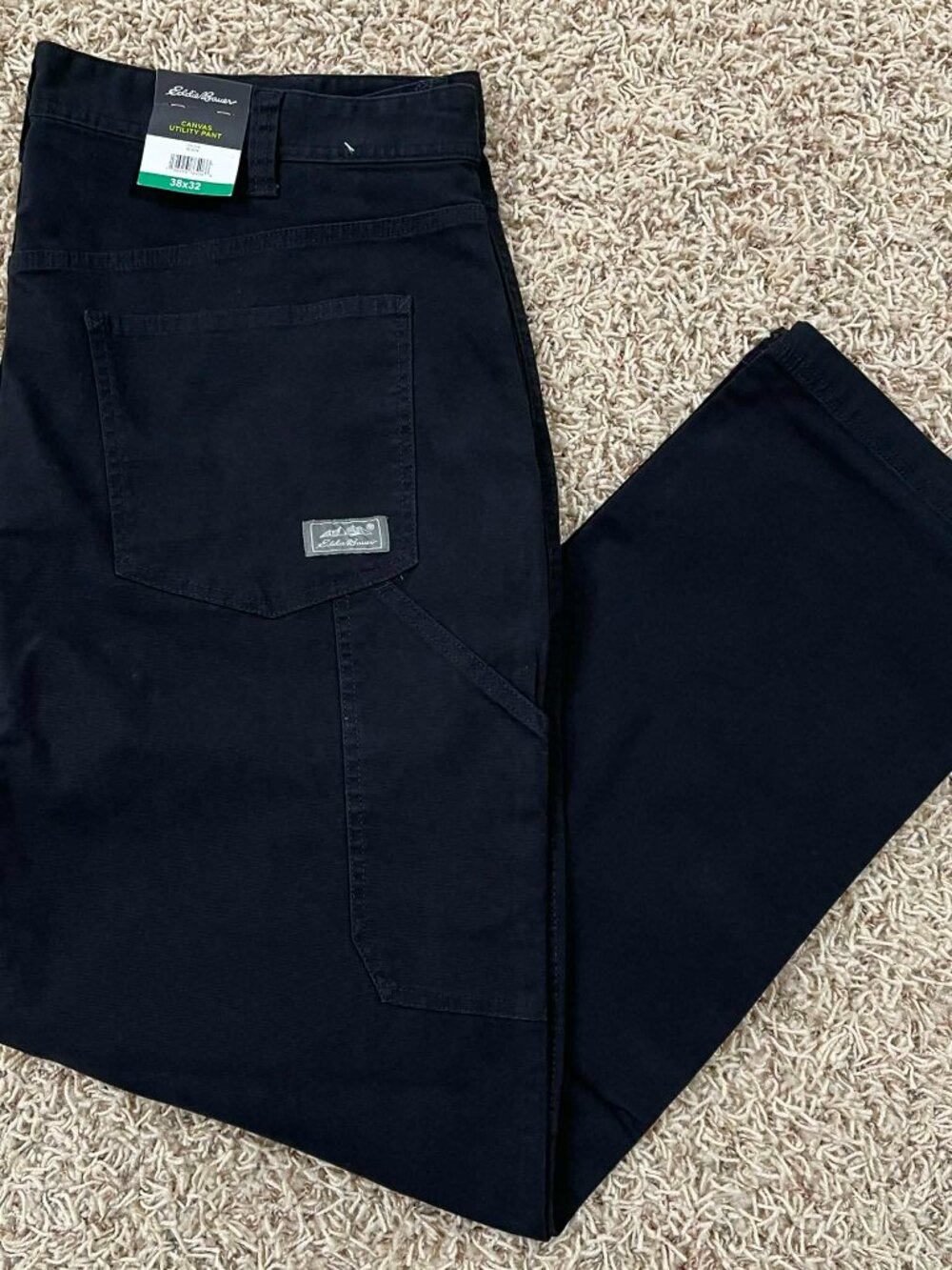 Eddie Bauer Men’s Canvas Utility Pants Black, Size 38x32 (New)